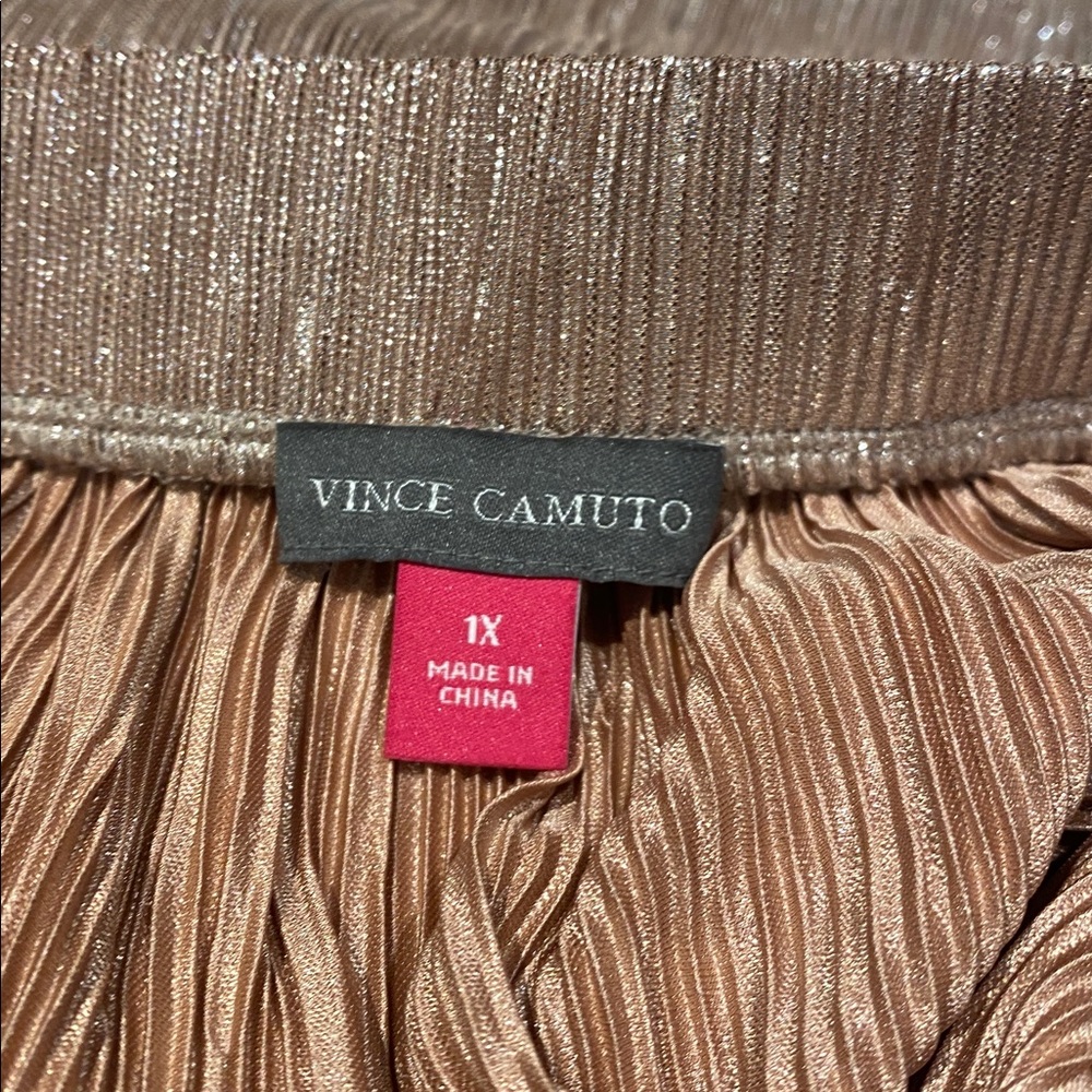 Vince Camuto Shimmering Tan Midi Skirt - Picture 6 of 8